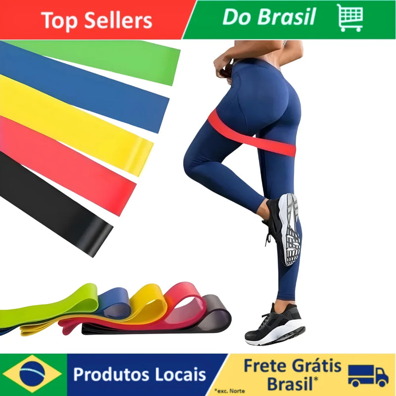 Kit 5 Faixas Elásticas de Alta Resistência para Yoga, Pilates e Treinos