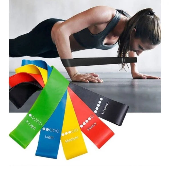 Kit 5 Faixas Elásticas de Alta Resistência para Yoga, Pilates e Treinos